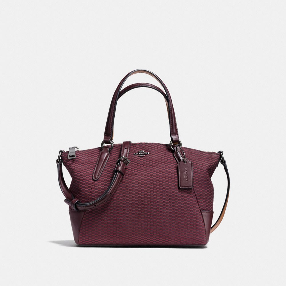 COACH MINI KELSEY SATCHEL IN LEGACY JACQUARD - BLACK ANTIQUE NICKEL/OXBLOOD 1 - f13524