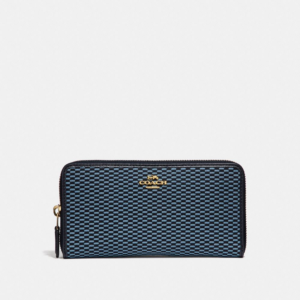 COACH F13677 Accordion Zip Wallet BLUE/MULTI/LIGHT GOLD