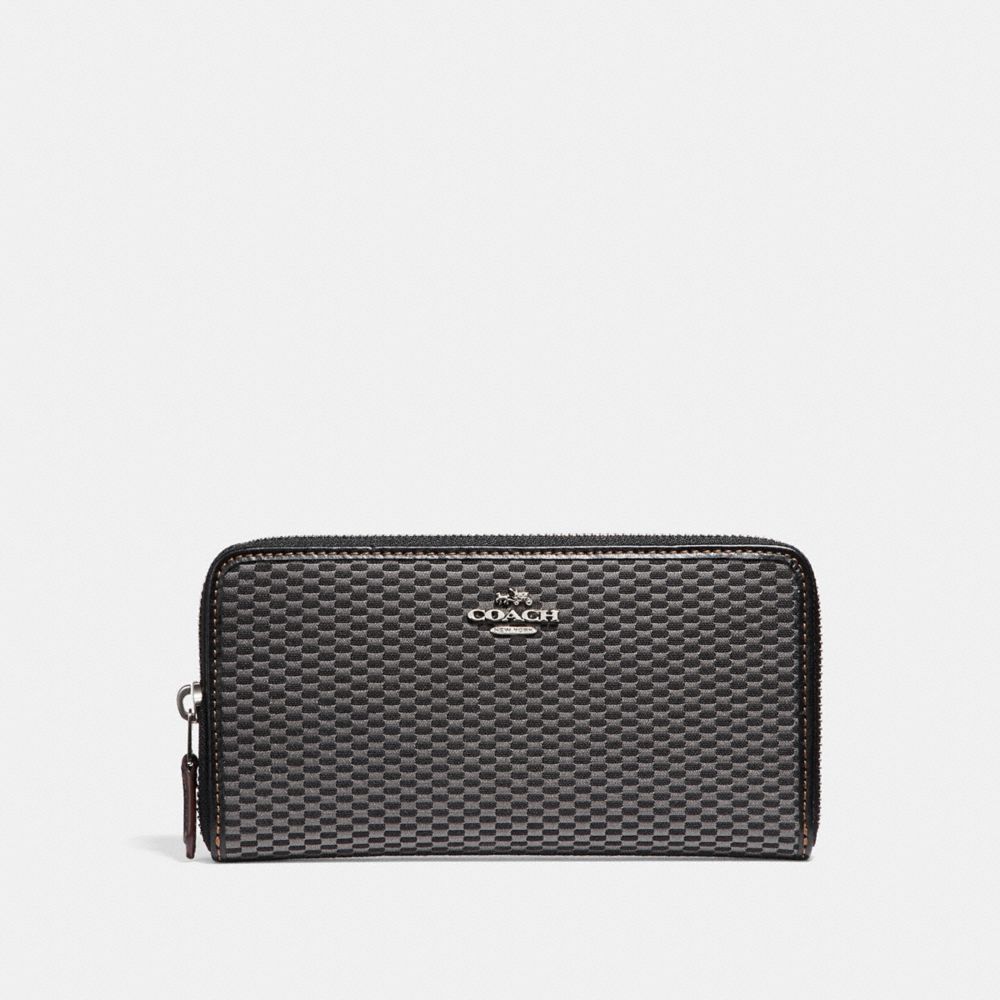 COACH ACCORDION ZIP WALLET IN LEGACY JACQUARD - SILVER/GREY/BLACK - F13677