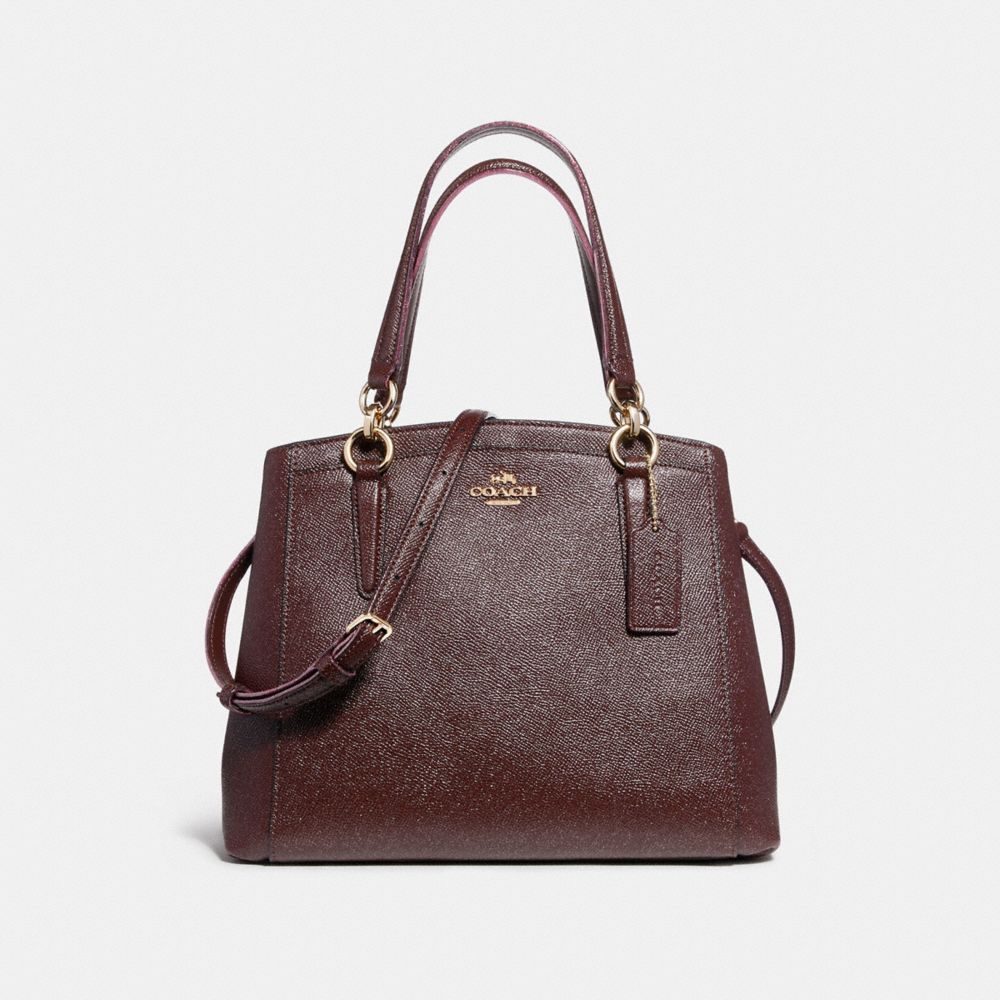 COACH f13683 MINETTA CROSSBODY IN GLITTER CROSSGRAIN LEATHER LIGHT GOLD/OXBLOOD 1