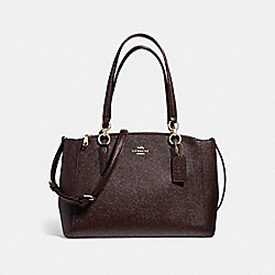 COACH SMALL CHRISTIE CARRYALL IN GLITTER CROSSGRAIN LEATHER - LIGHT GOLD/OXBLOOD 1 - F13684