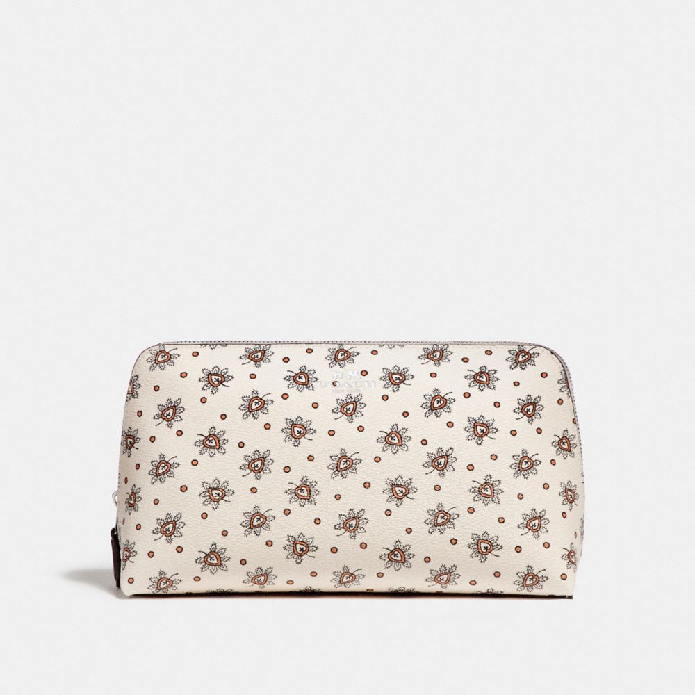 COSMETIC CASE 22 WITH FOREST BUD PRINT - F13696 - SILVER/CHALK MULTI