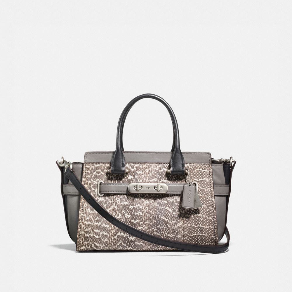COACH SWAGGER 27 IN SNAKESKIN - NATURAL HEATHER GREY/LIGHT ANTIQUE NICKEL - COACH F13735
