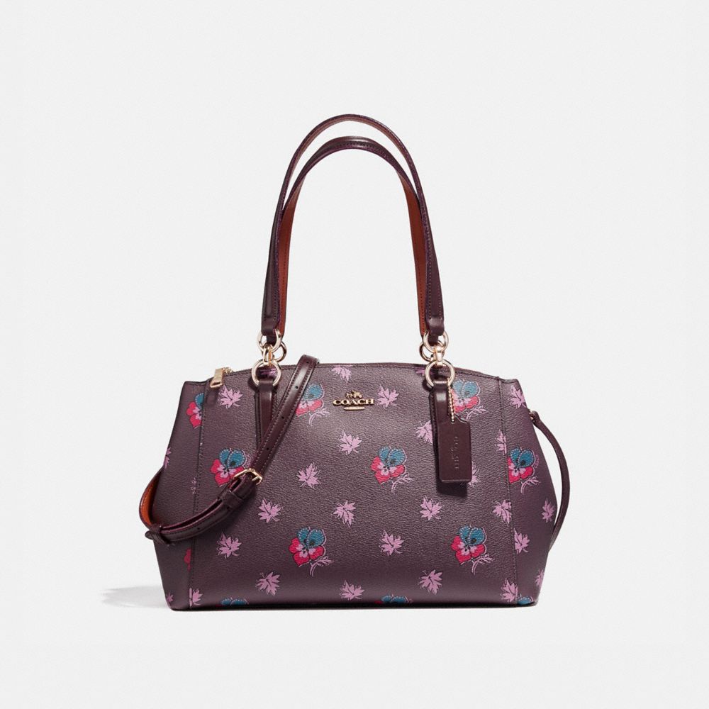 SMALL CHRISTIE CARRYALL IN WILDFLOWER PRINT COATED CANVAS - LIGHT GOLD/OXBLOOD 1 - COACH F13768