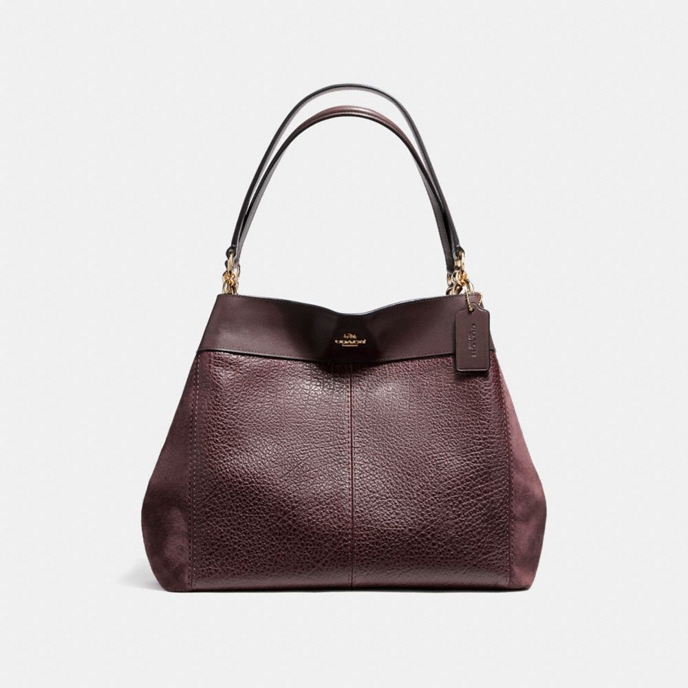 LEXY SHOULDER BAG IN MIXED MATERIALS - LIGHT GOLD/OXBLOOD 1 - COACH F13940