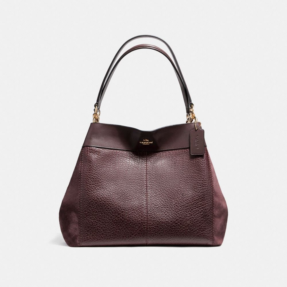 COACH LEXY SHOULDER BAG IN MIXED MATERIALS - LIGHT GOLD/OXBLOOD 1 - F13940