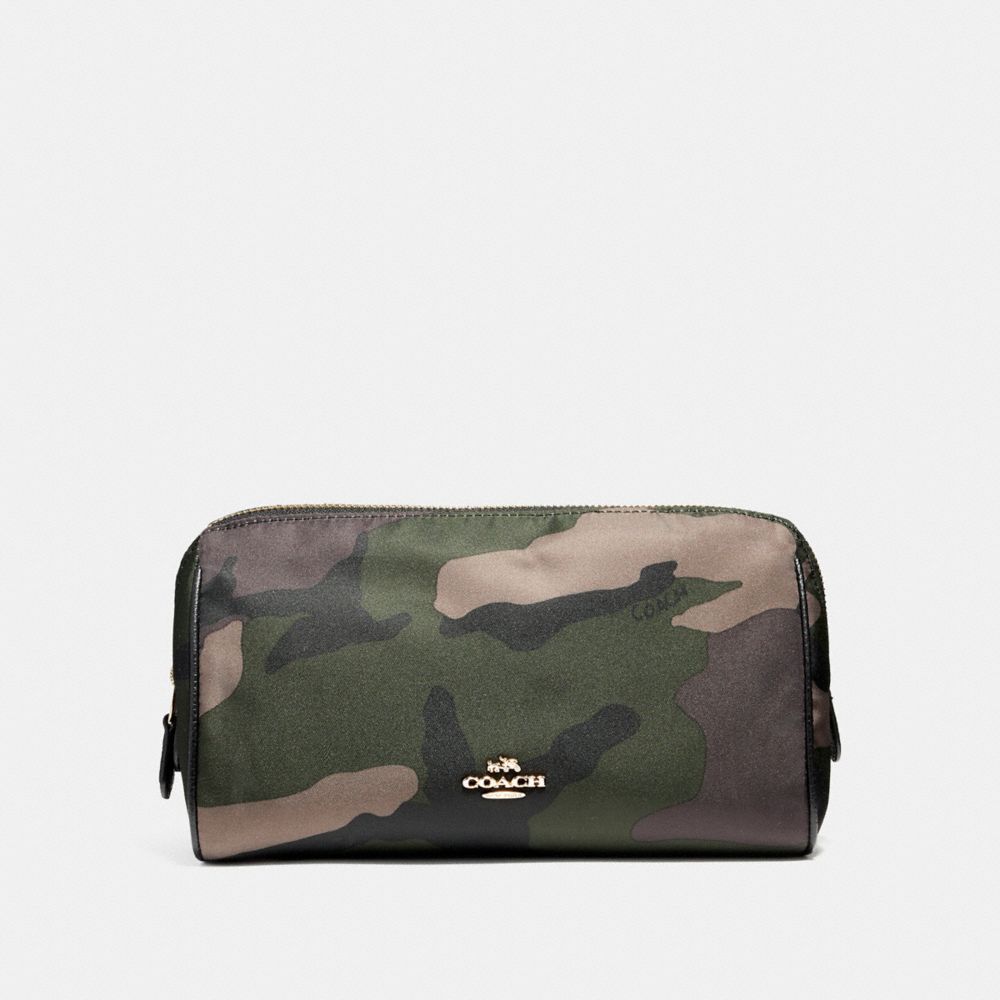 COSMETIC CASE 22 IN CAMO NYLON - f14401 - LIGHT GOLD/DARK GREEN