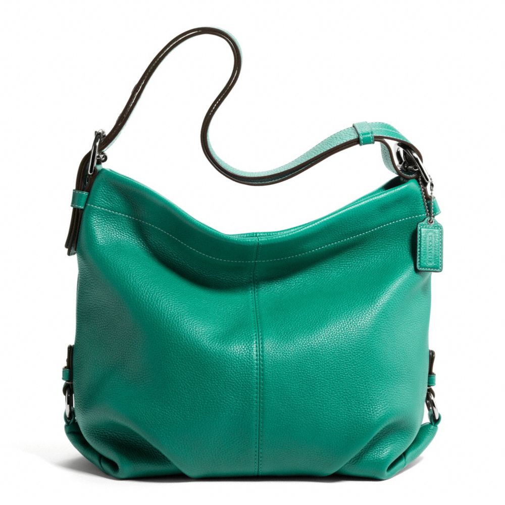 LEATHER DUFFLE - f15064 - SILVER/BRIGHT JADE