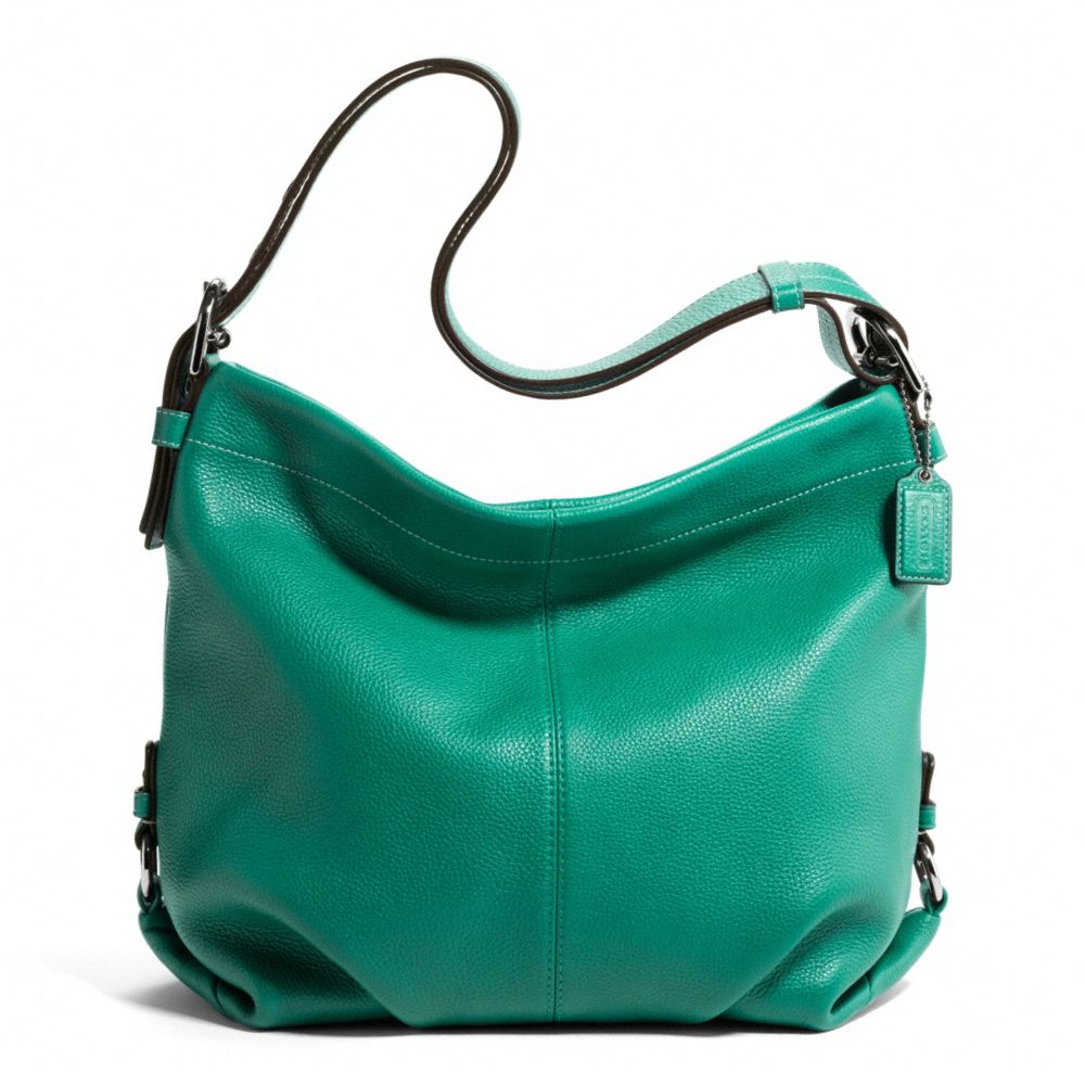 COACH LEATHER DUFFLE - SILVER/BRIGHT JADE - f15064