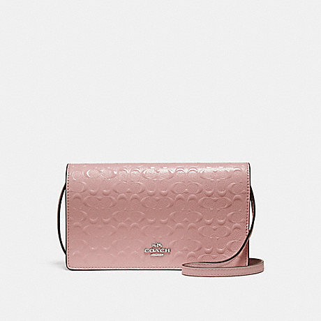 COACH FOLDOVER CROSSBODY CLUTCH - SILVER/BLUSH 2 - f15620