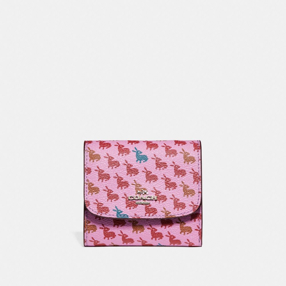 SMALL WALLET IN BUNNY PRINT COATED CANVAS - SILVER/LILAC MULTI - COACH F15621