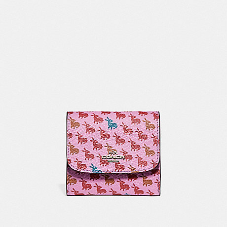 COACH SMALL WALLET IN BUNNY PRINT COATED CANVAS - SILVER/LILAC MULTI - f15621