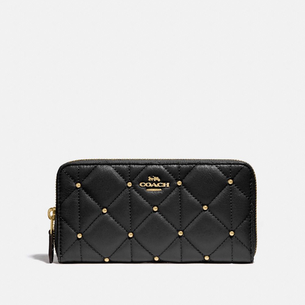 ACCORDION ZIP WALLET WITH QUILTING - COACH F15763 - BLACK/LIGHT GOLD