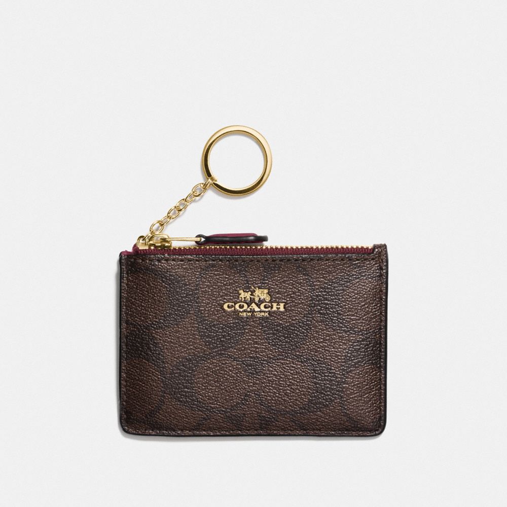 COACH F16107 Mini Skinny Id Case In Signature Canvas IM/BROWN/WINE