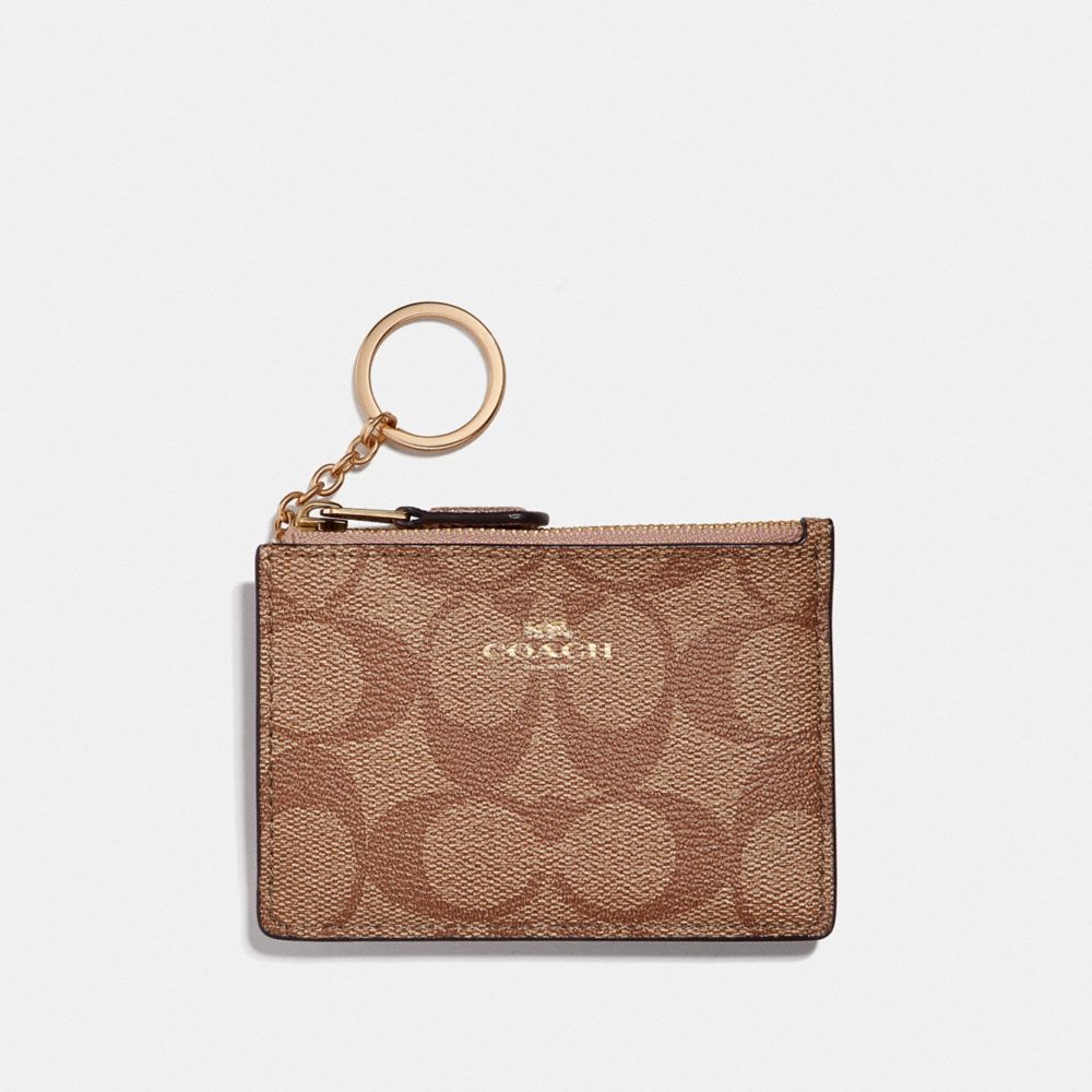 COACH F16107 - MINI SKINNY ID CASE IN SIGNATURE CANVAS KHAKI/ROSE GOLD/LIGHT GOLD