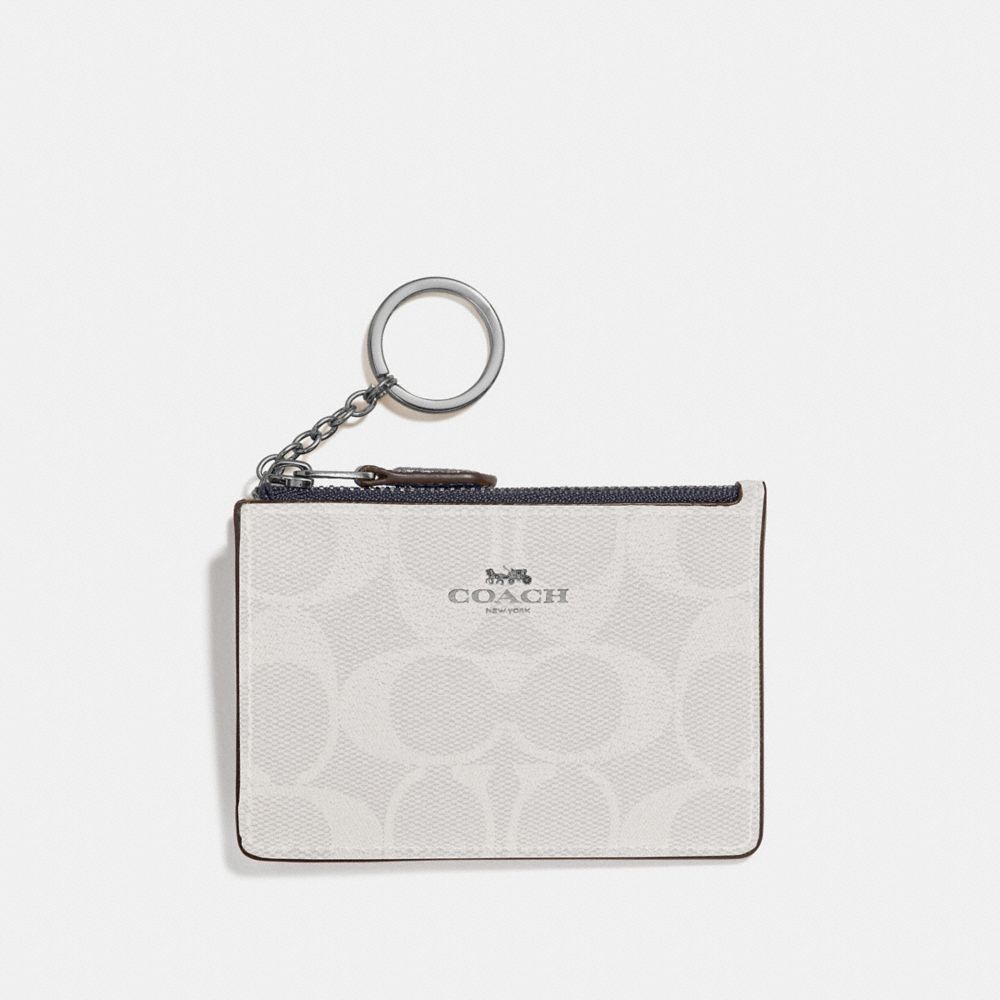 COACH F16107 - MINI SKINNY ID CASE IN SIGNATURE CANVAS CHALK/MIDNIGHT/SILVER