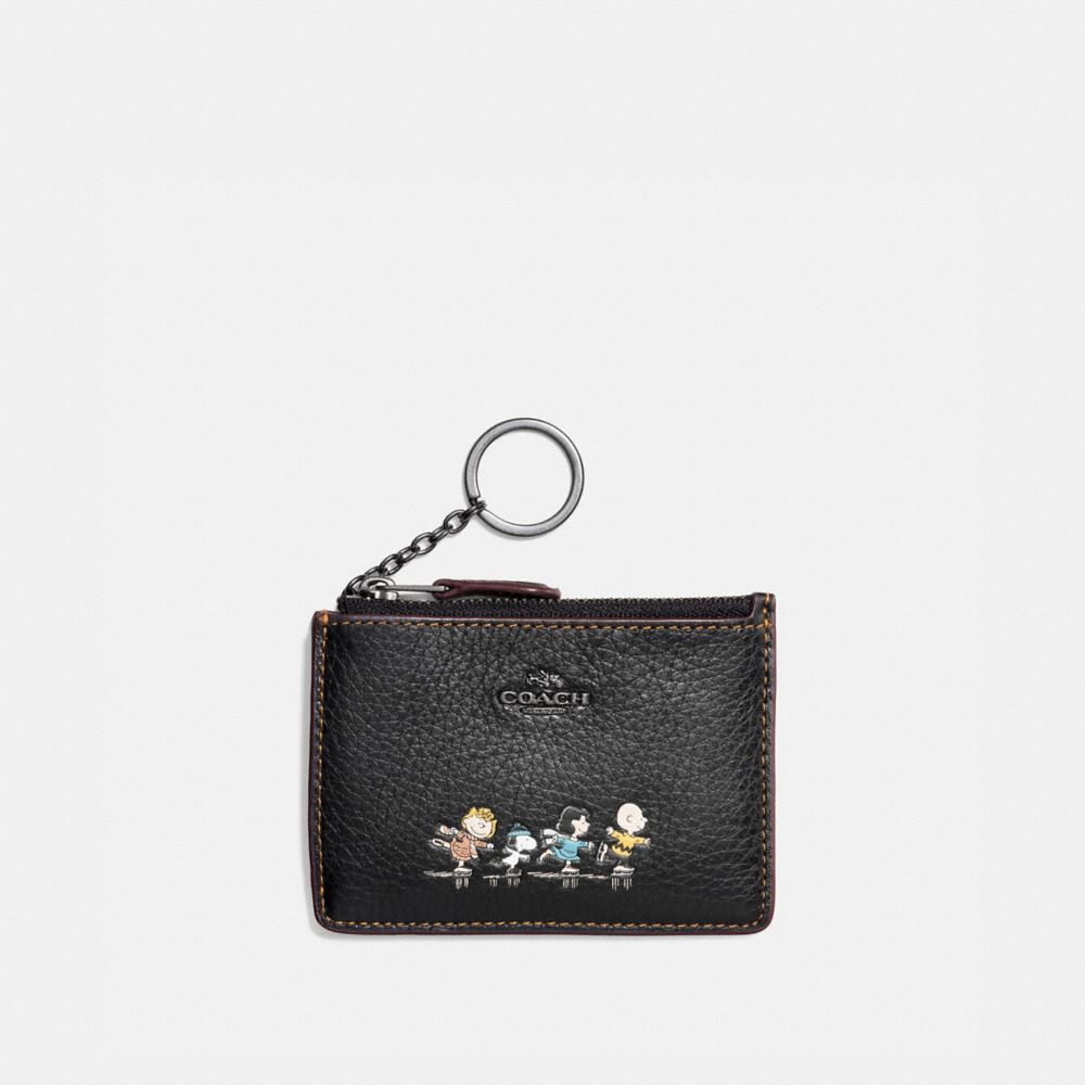 COACH BOXED MINI SKINNY ID CASE WITH SNOOPY - QB/BLACK - F16108