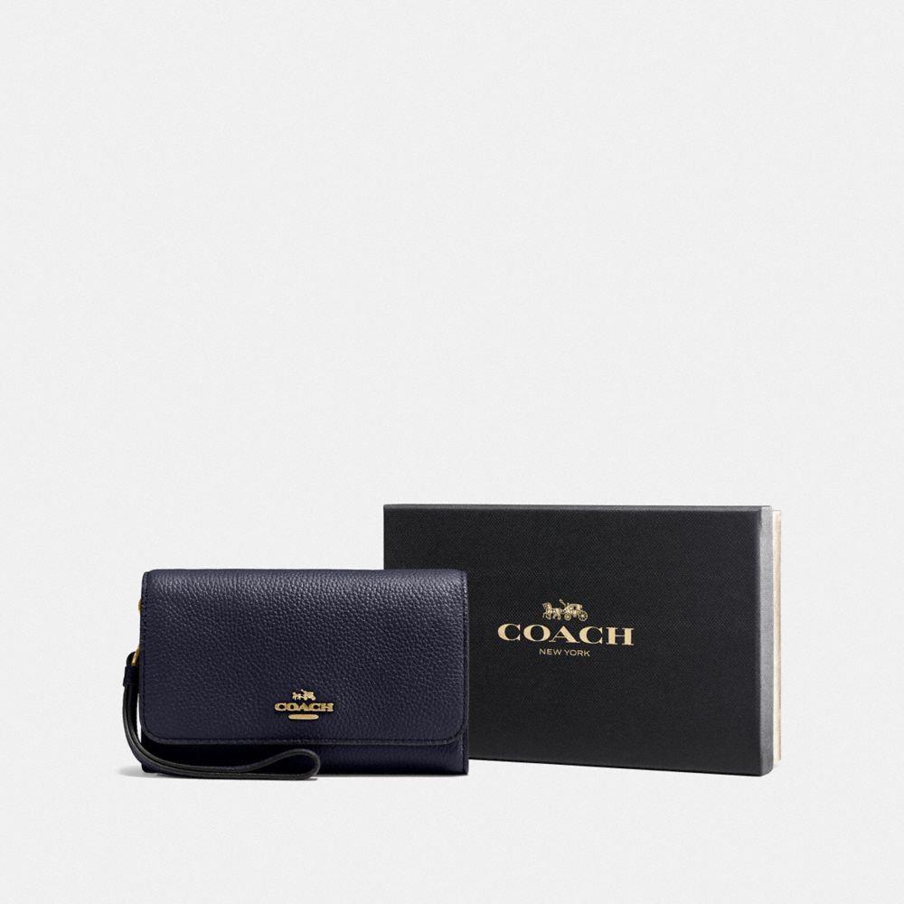 COACH BOXED PHONE CLUTCH - LI/NAVY - F16115