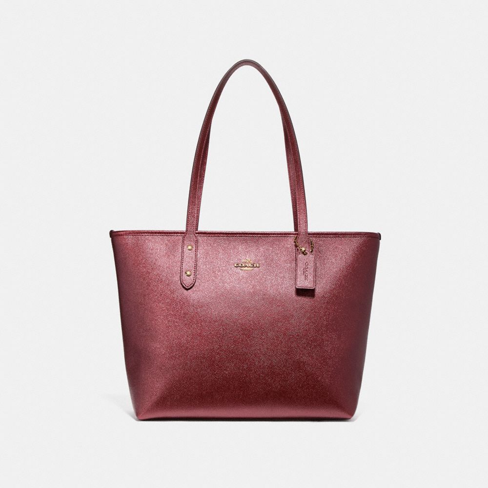 CITY ZIP TOTE - COACH f16224 - LIGHT GOLD/METALLIC CHERRY