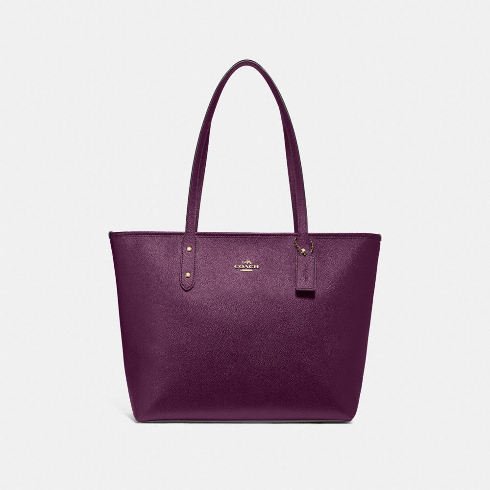 CITY ZIP TOTE - COACH F16224 - METALLIC RASPBERRY/LIGHT GOLD