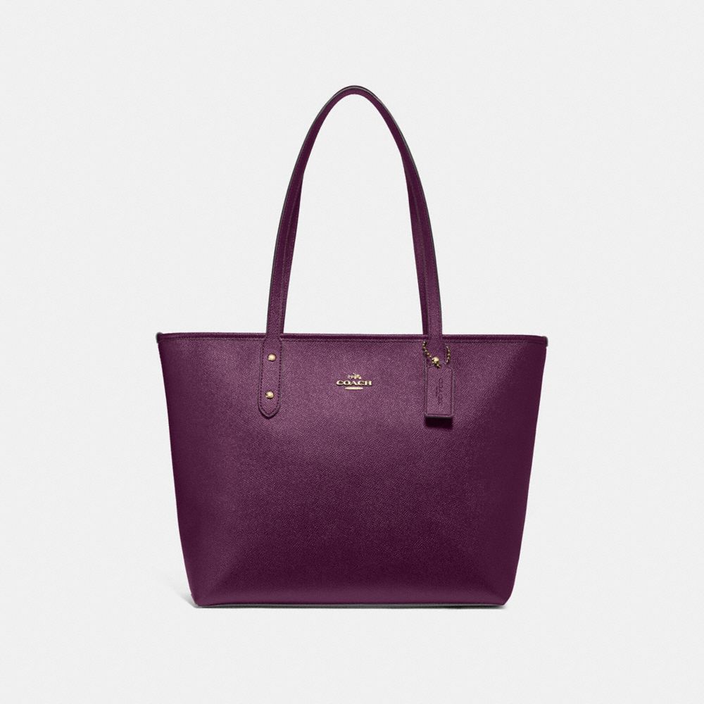 CITY ZIP TOTE - F16224 - METALLIC RASPBERRY/LIGHT GOLD