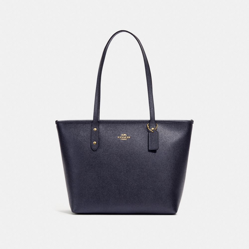 CITY ZIP TOTE - F16224 - METALLIC DENIM/LIGHT GOLD