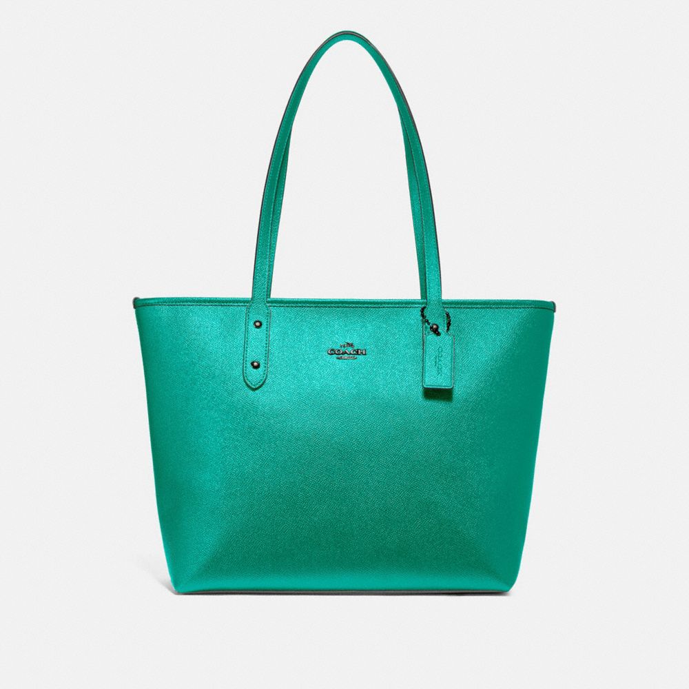 COACH CITY ZIP TOTE - METALLIC SEA GREEN - F16224