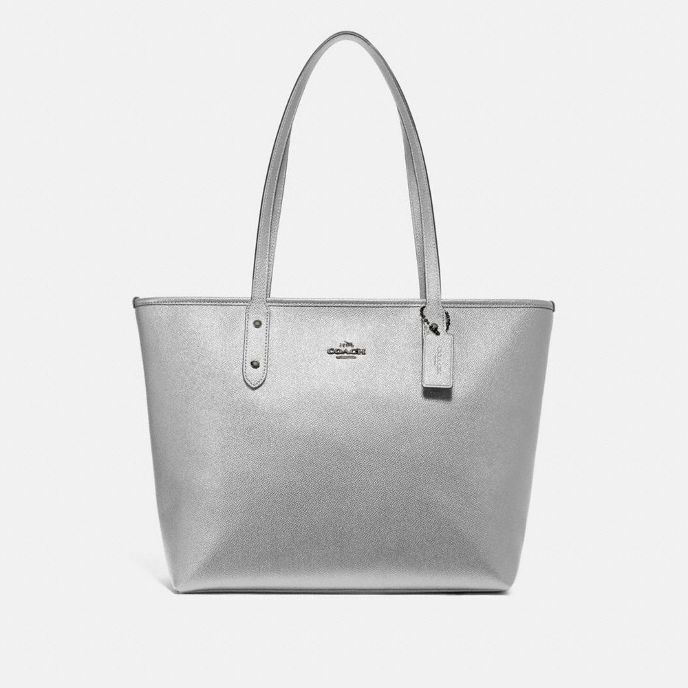 COACH F16224 - CITY ZIP TOTE SILVER/BLACK ANTIQUE NICKEL