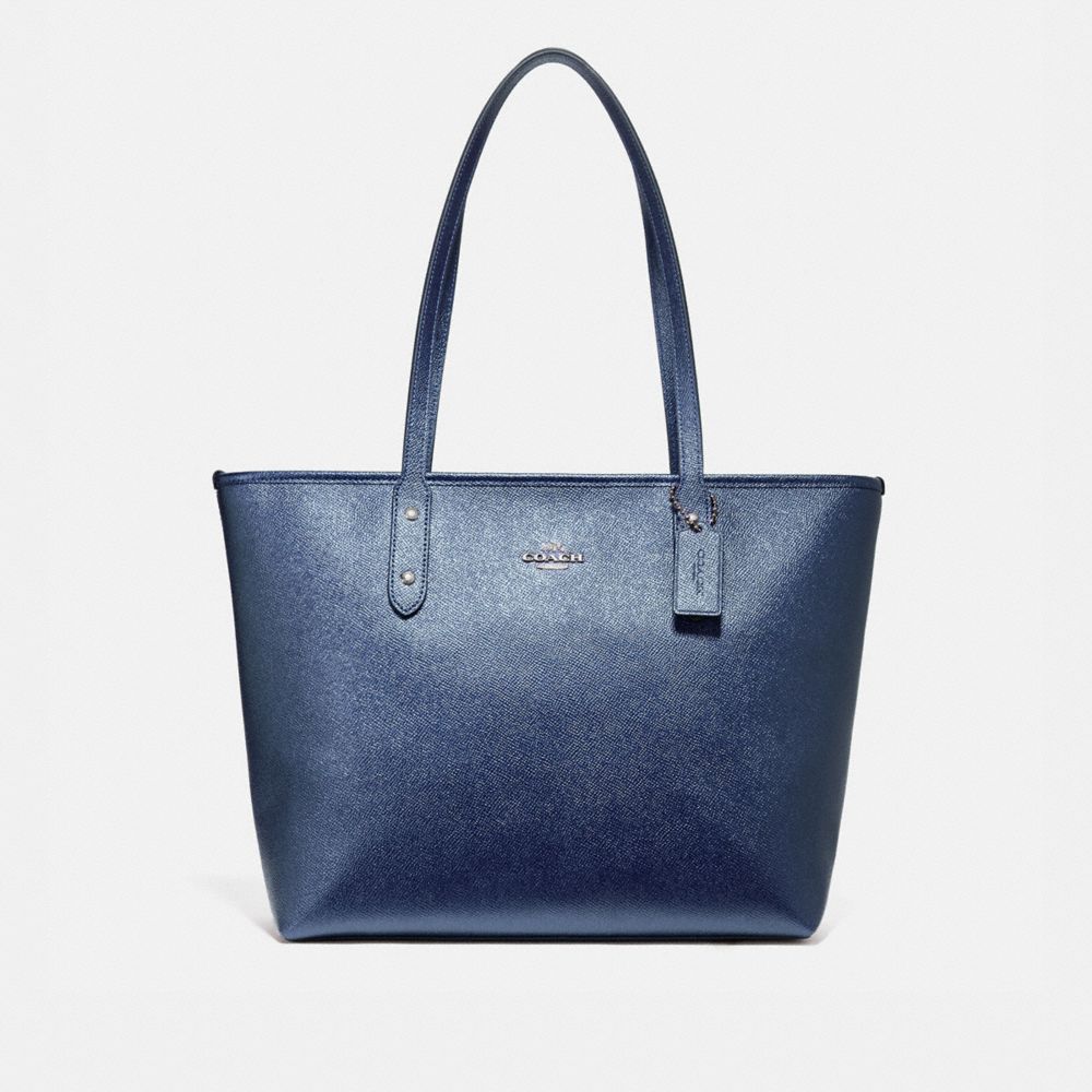 COACH CITY ZIP TOTE - SILVER/METALLIC NAVY - F16224