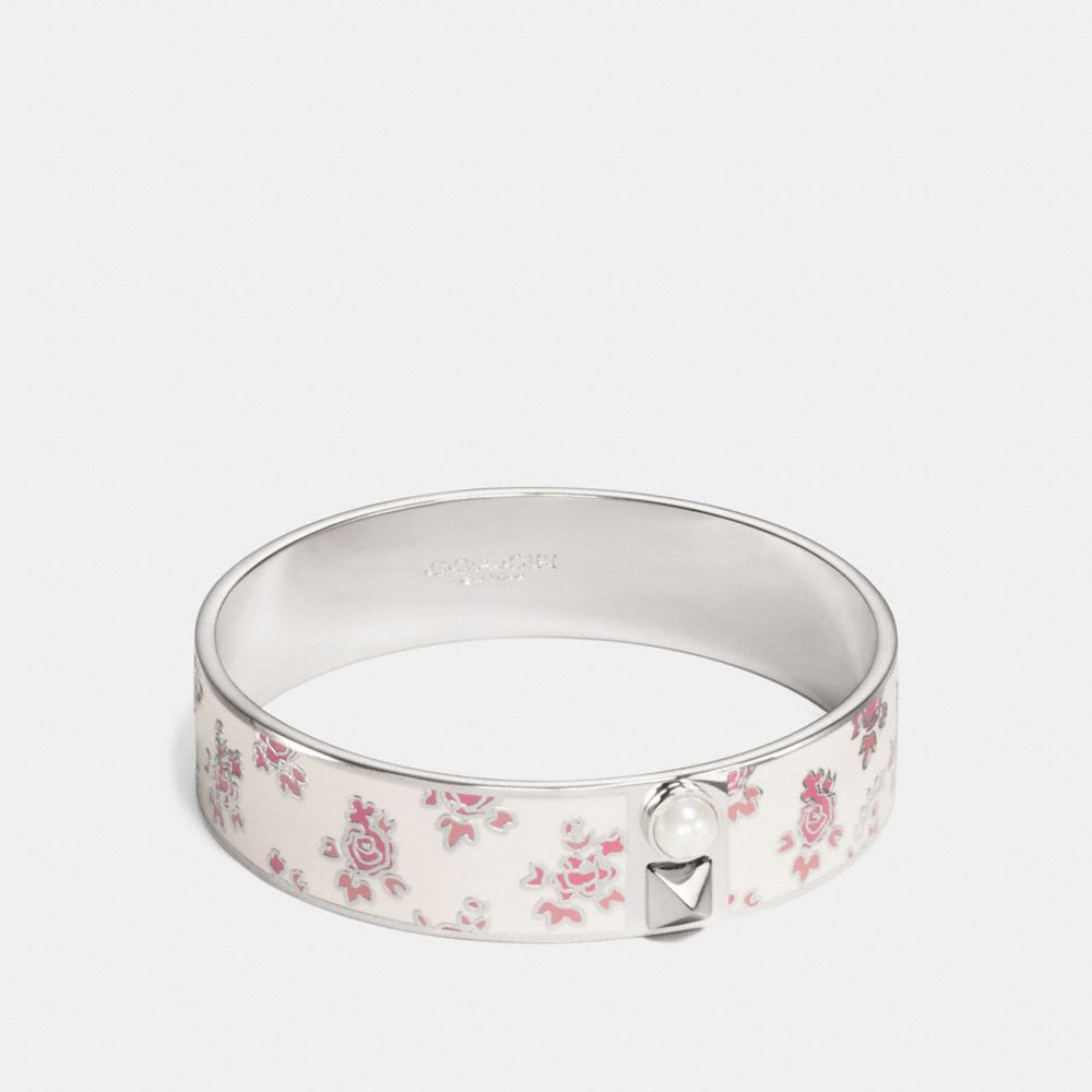 PRAIRIE FLORAL BANGLE - F16509 - CHALK/SILVER