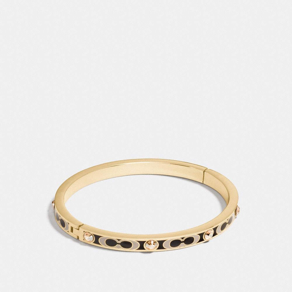 SIGNATURE STONE HINGED BANGLE - f16510 - GOLD/BLACK