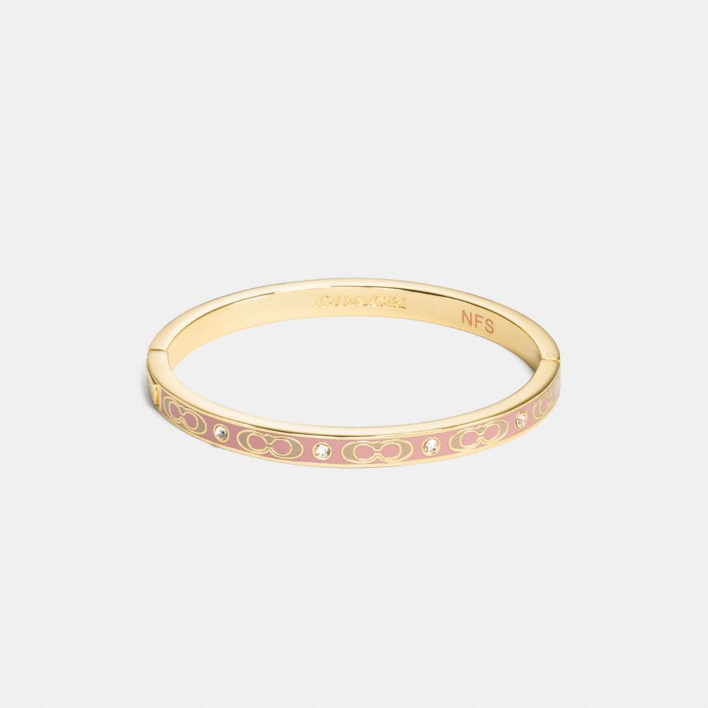 SIGNATURE STONE HINGED BANGLE - F16510 - GD/DUSTY ROSE