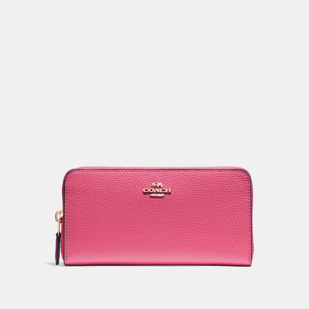 COACH F16612 - ACCORDION ZIP WALLET PINK RUBY/GOLD