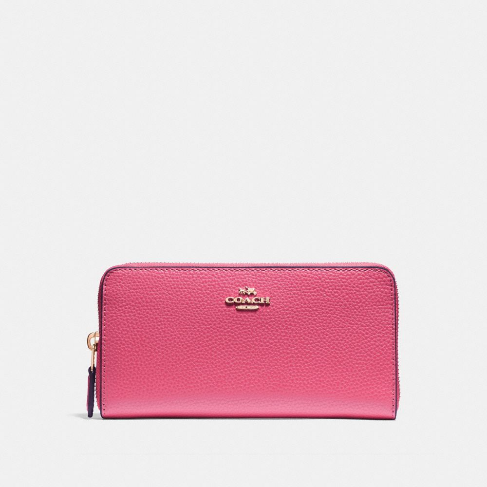 COACH F16612 ACCORDION ZIP WALLET PINK RUBY/GOLD