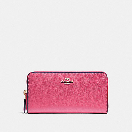 COACH ACCORDION ZIP WALLET - PINK RUBY/GOLD - F16612