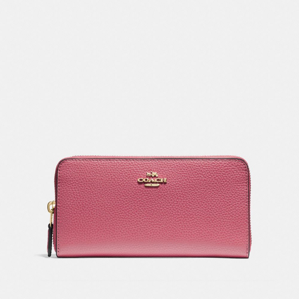 COACH F16612 - ACCORDION ZIP WALLET STRAWBERRY/IMITATION GOLD