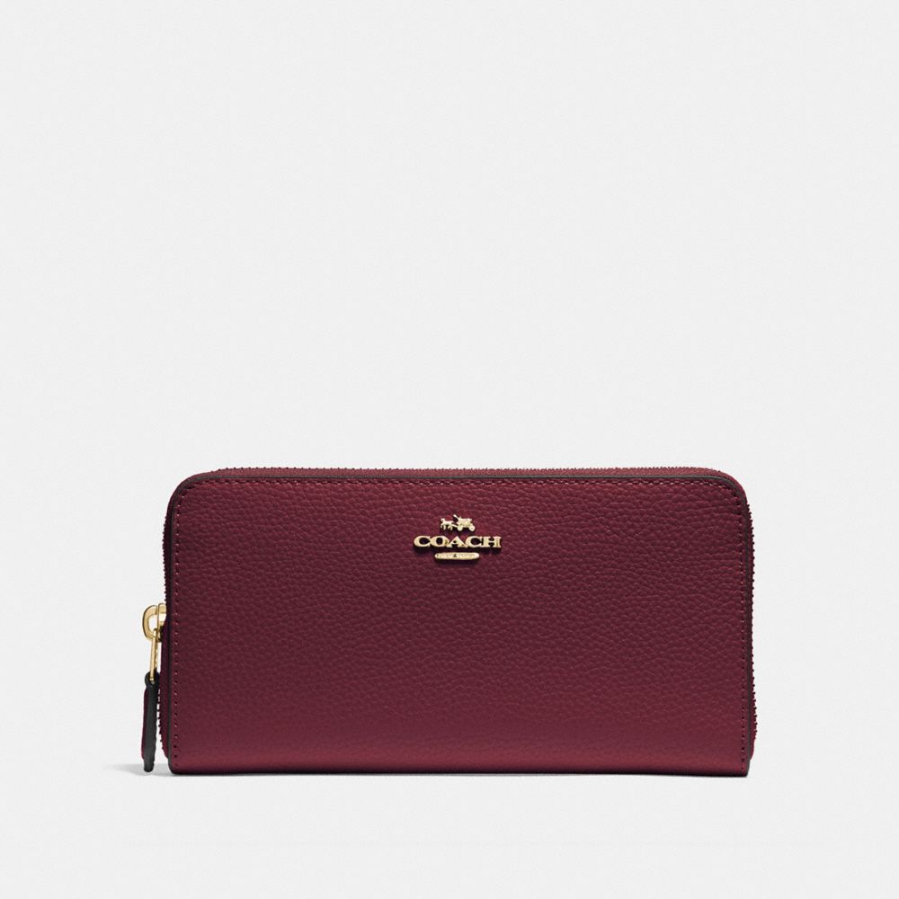 COACH F16612 Accordion Zip Wallet WINE/IMITATION GOLD