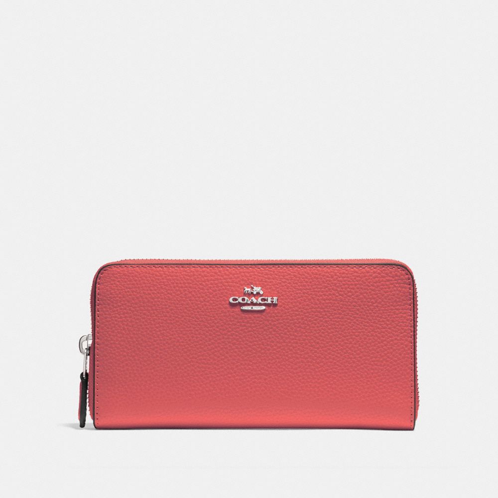 COACH F16612 ACCORDION ZIP WALLET CORAL 2/SILVER