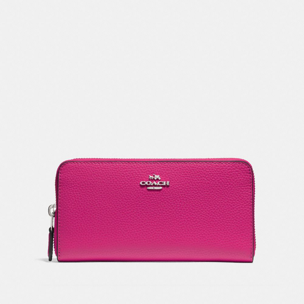 COACH ACCORDION ZIP WALLET - CERISE/SILVER - F16612