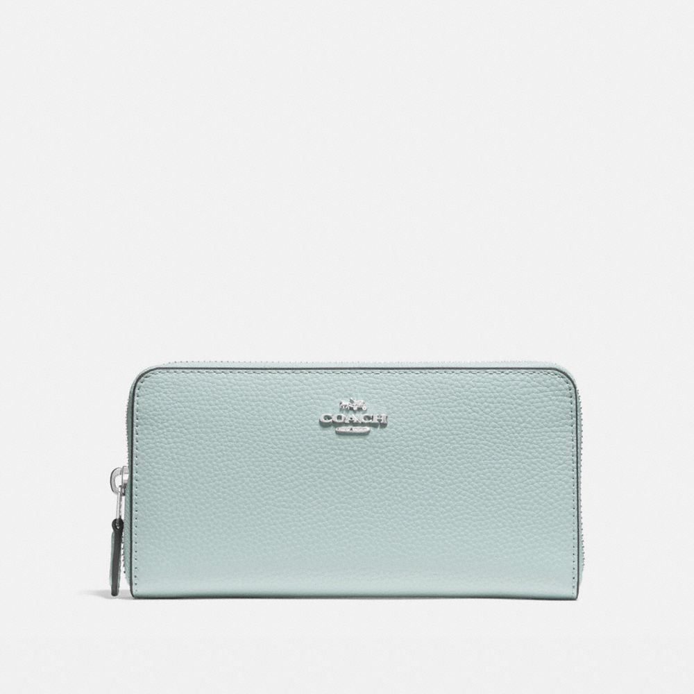 COACH F16612 Accordion Zip Wallet In Polished Pebble Leather SILVER/AQUA