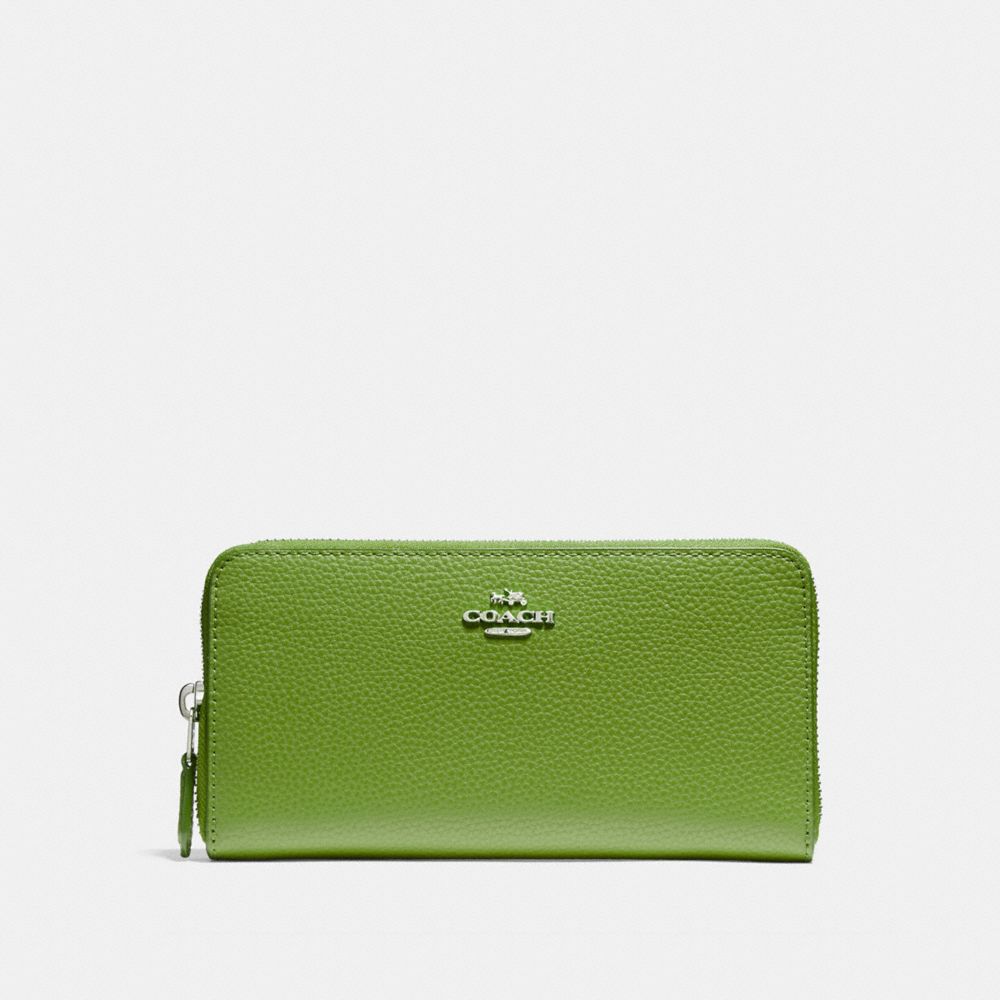 COACH ACCORDION ZIP WALLET - YELLOW GREEN/SILVER - F16612