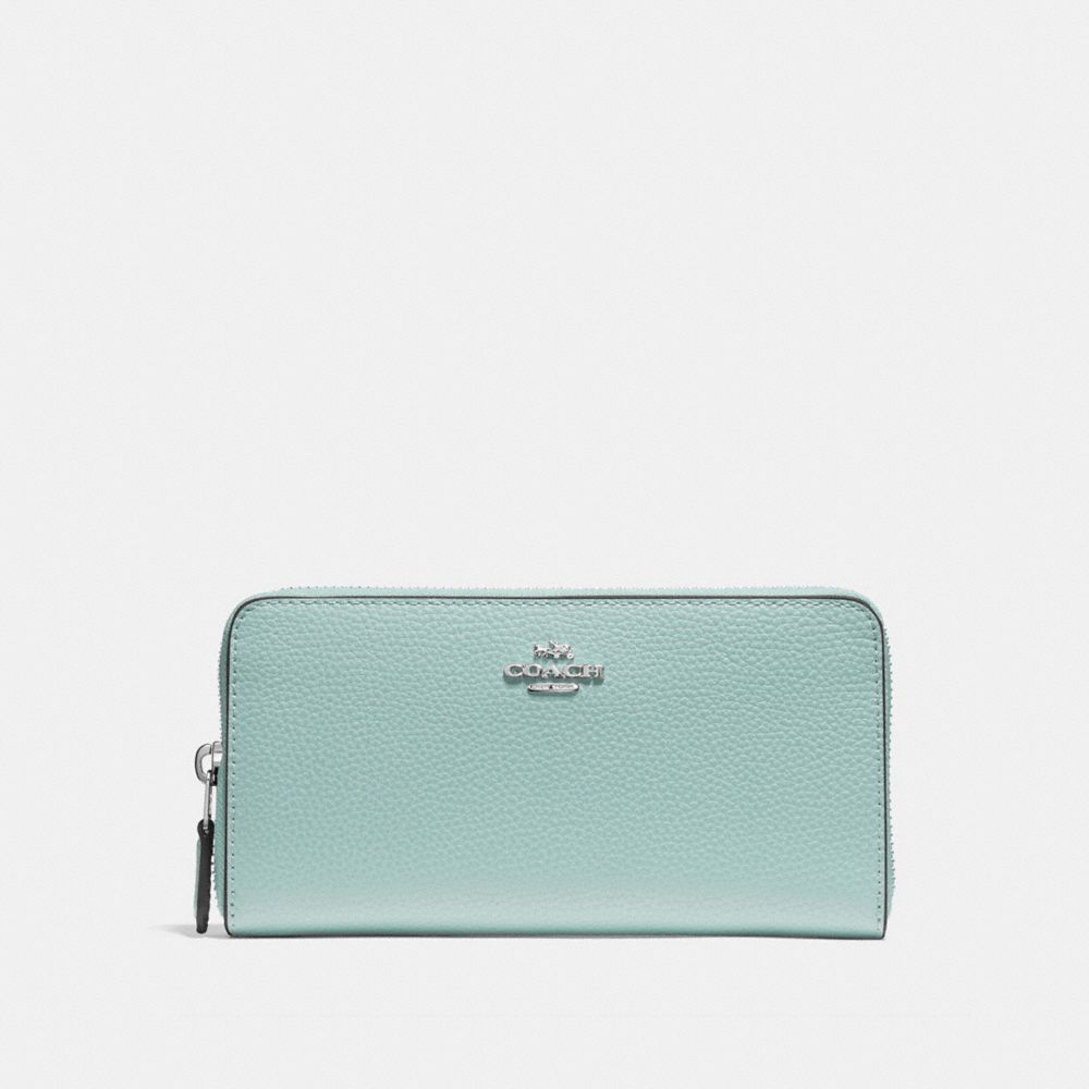 COACH ACCORDION ZIP WALLET - SEAFOAM/SILVER - F16612