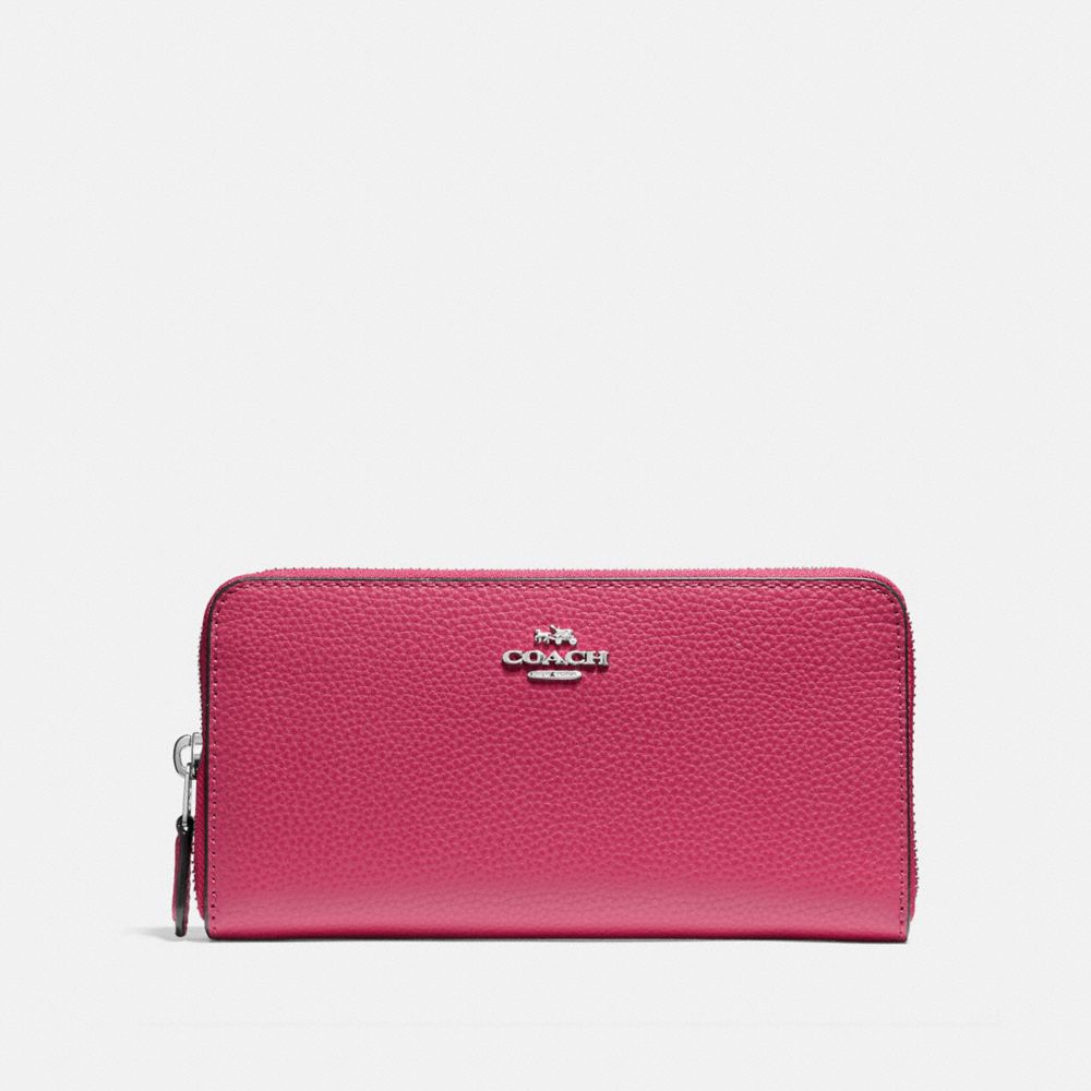 COACH F16612 Accordion Zip Wallet SILVER/HOT PINK