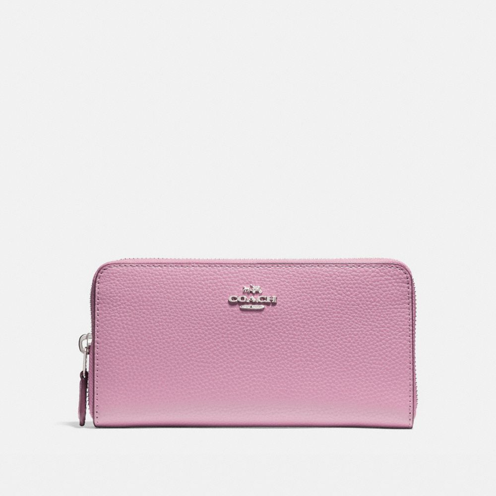 COACH F16612 - ACCORDION ZIP WALLET IN POLISHED PEBBLE LEATHER SILVER/LILAC
