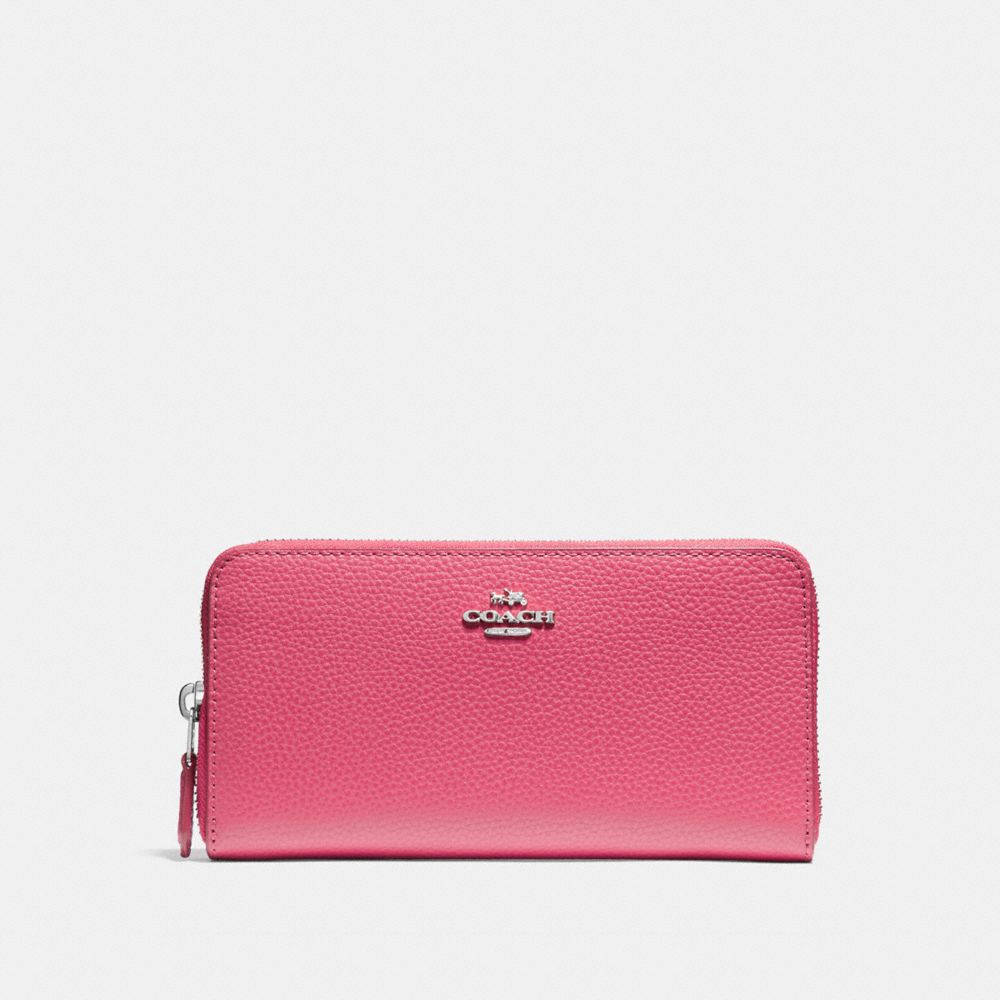 COACH F16612 Accordion Zip Wallet SILVER/MAGENTA