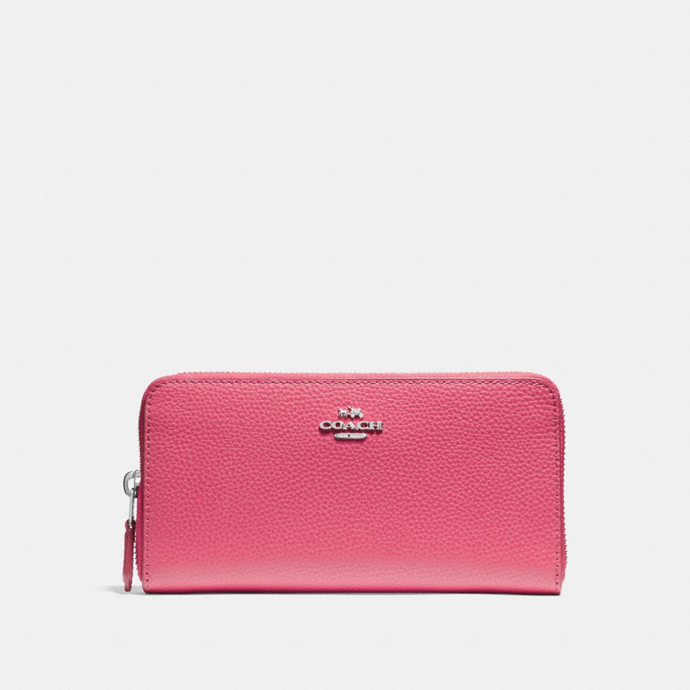 COACH ACCORDION ZIP WALLET - SILVER/MAGENTA - f16612