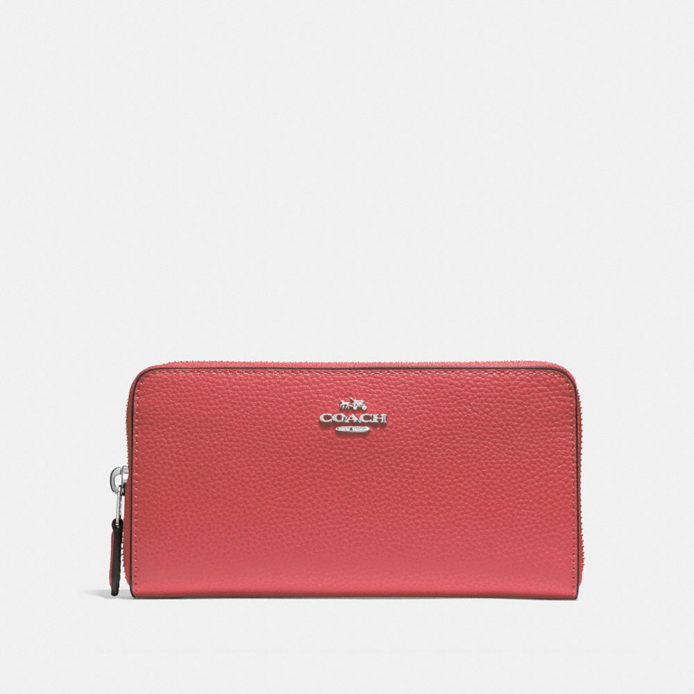 COACH F16612 ACCORDION ZIP WALLET WASHED-RED/SILVER
