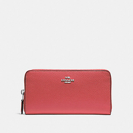 COACH ACCORDION ZIP WALLET - WASHED RED/SILVER - F16612