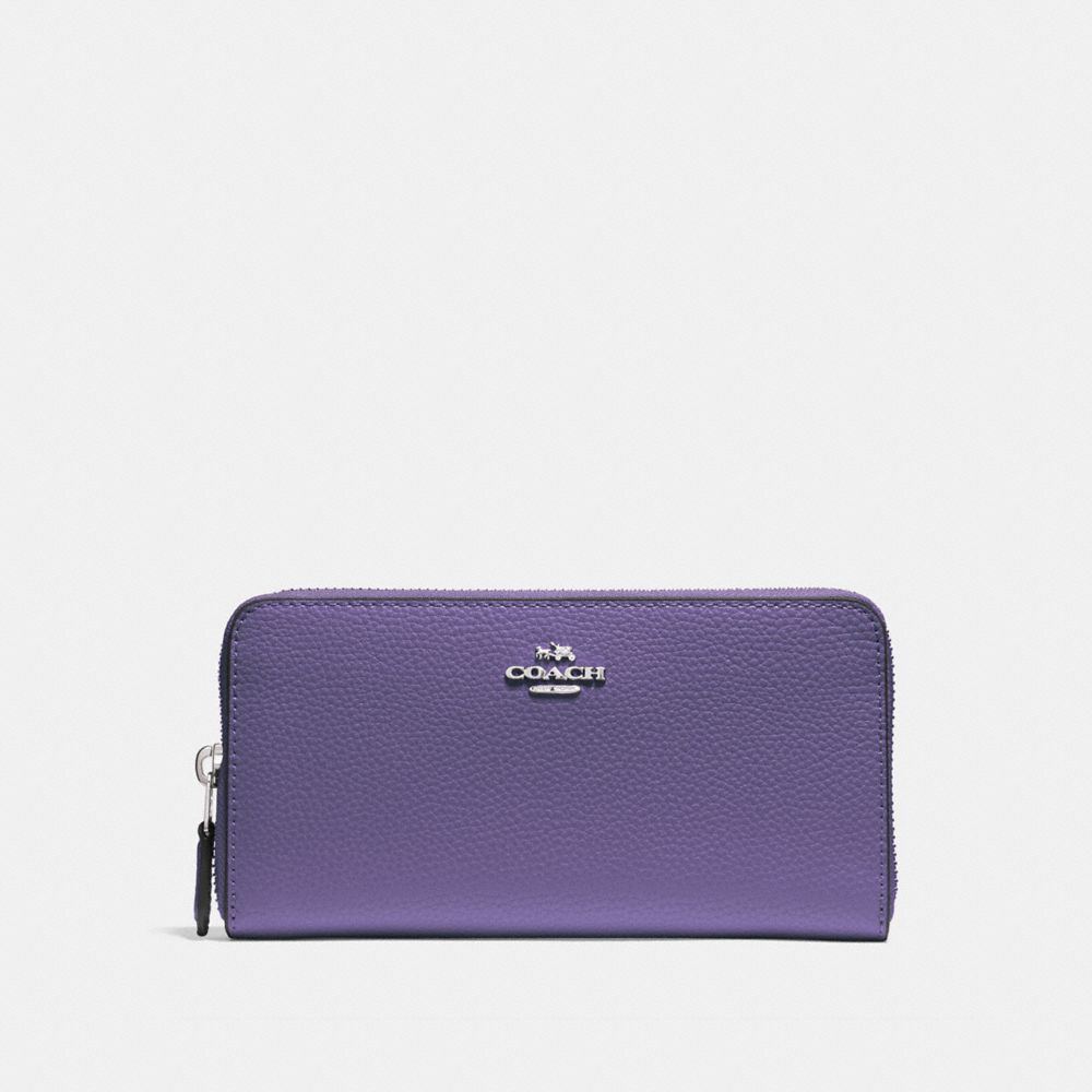 COACH ACCORDION ZIP WALLET - LIGHT PURPLE/SILVER - F16612