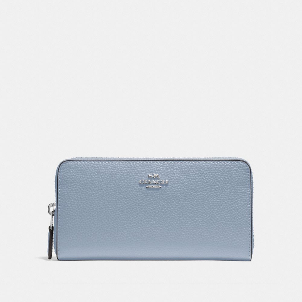 COACH ACCORDION ZIP WALLET - STEEL BLUE - F16612